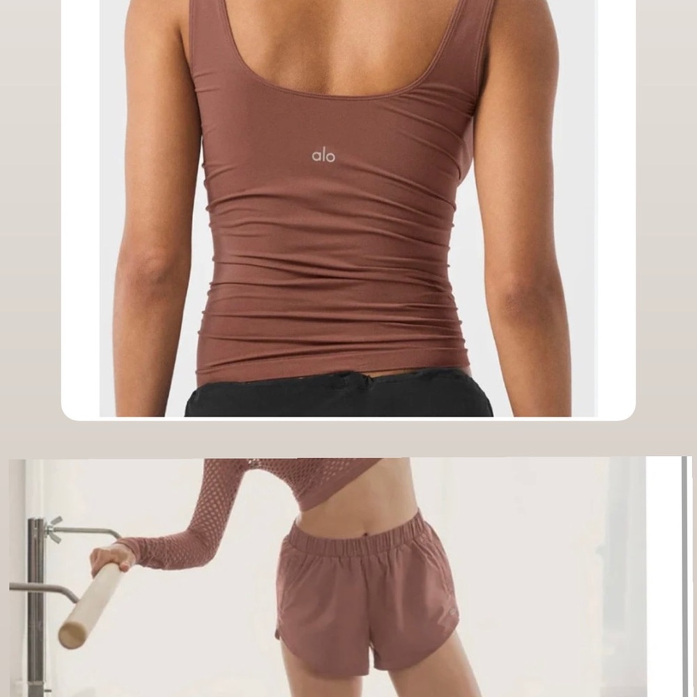 Alo Yoga Brown Tank Top and Shorts Set